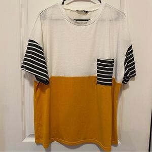 SHEIN Yellow and White Colorblock Tee